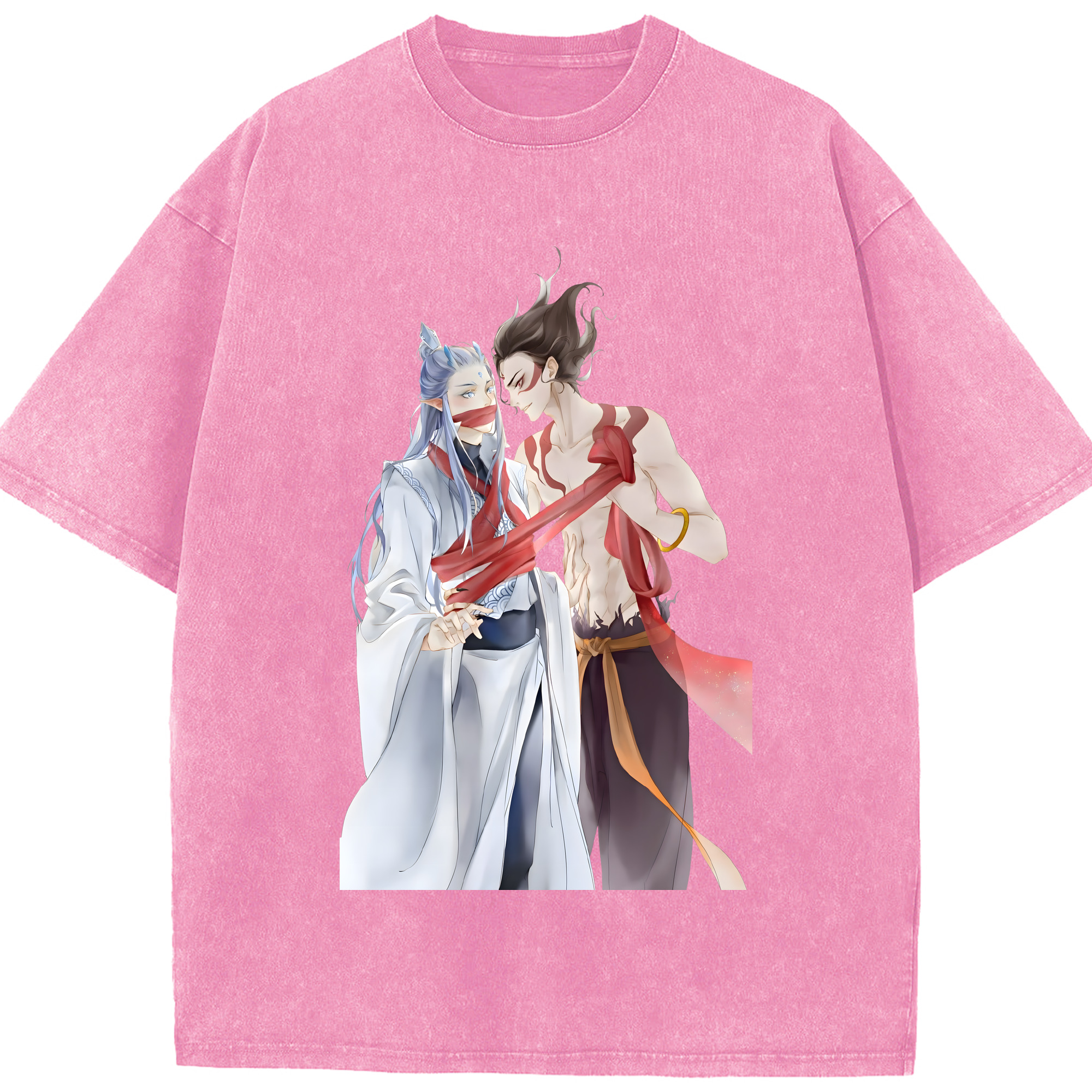 （画像用） Ne Zha 2 ナタ 魔童の大暴れ 綿100% ヴィンテージ風 半袖Tシャツ（フロントプリント）